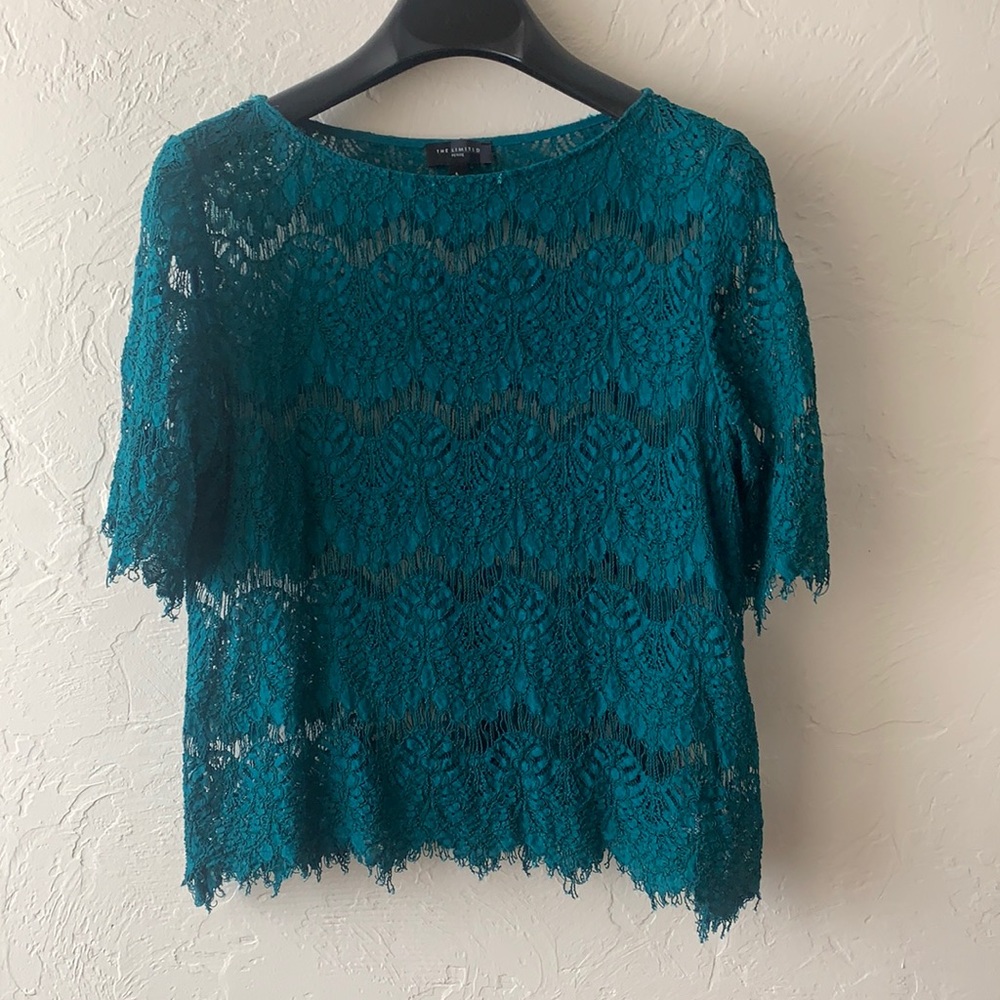 The Limited Teal Lace Top